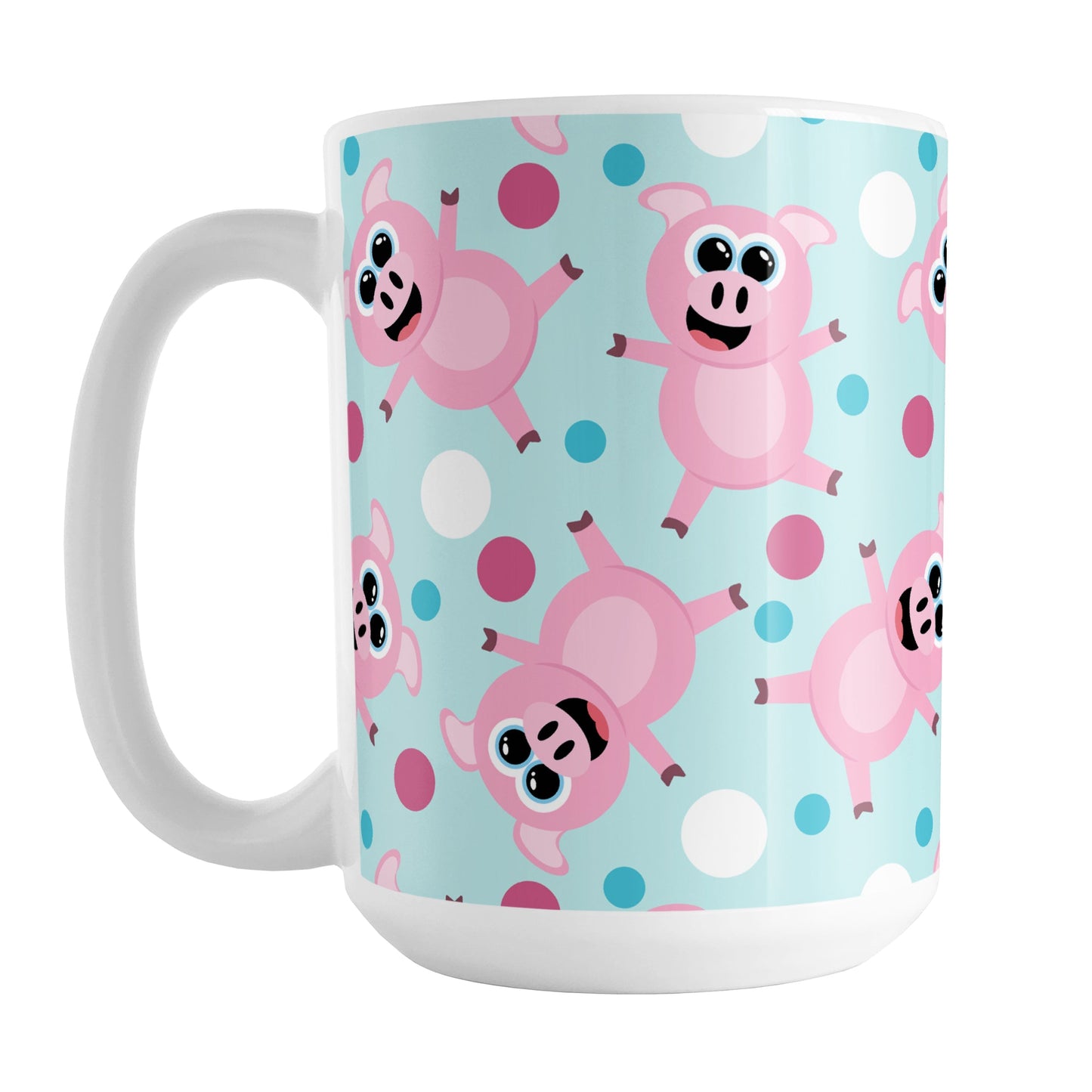 Cute Cartoon Pink Pig Blue Mug