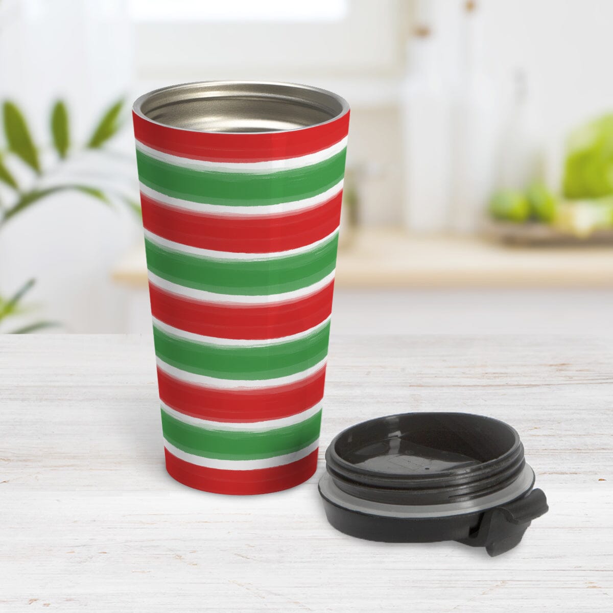 Christmas Paint Brush Strokes Travel Mug