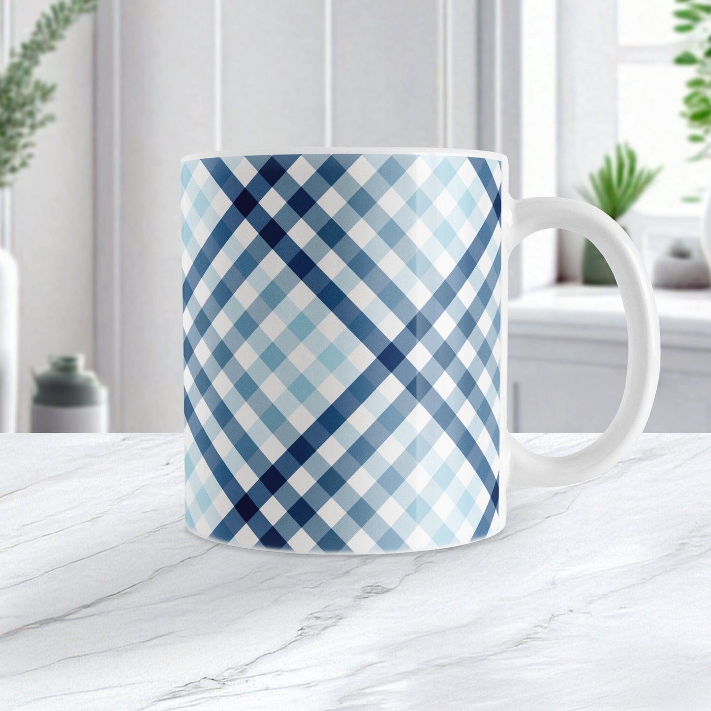 Gradient Blue Gingham Mug