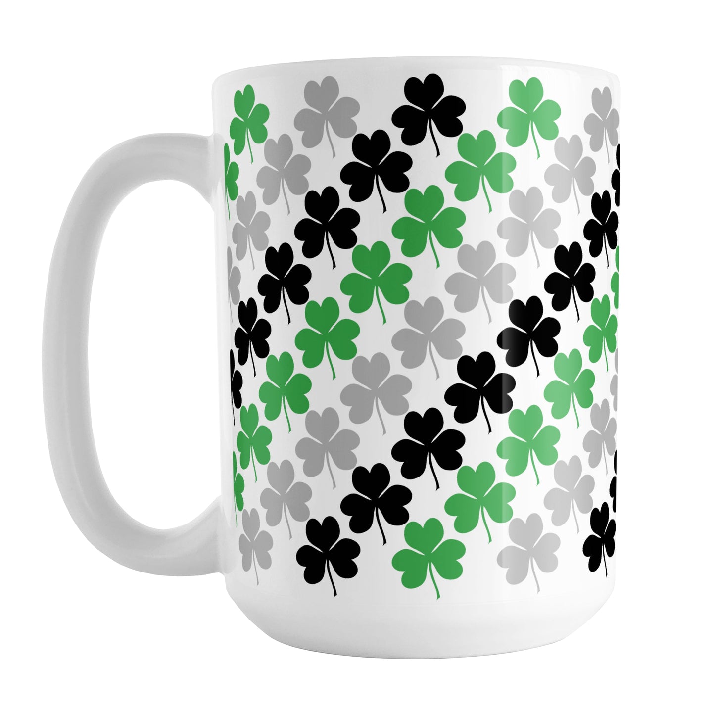 Green Black and Gray Clovers Mug