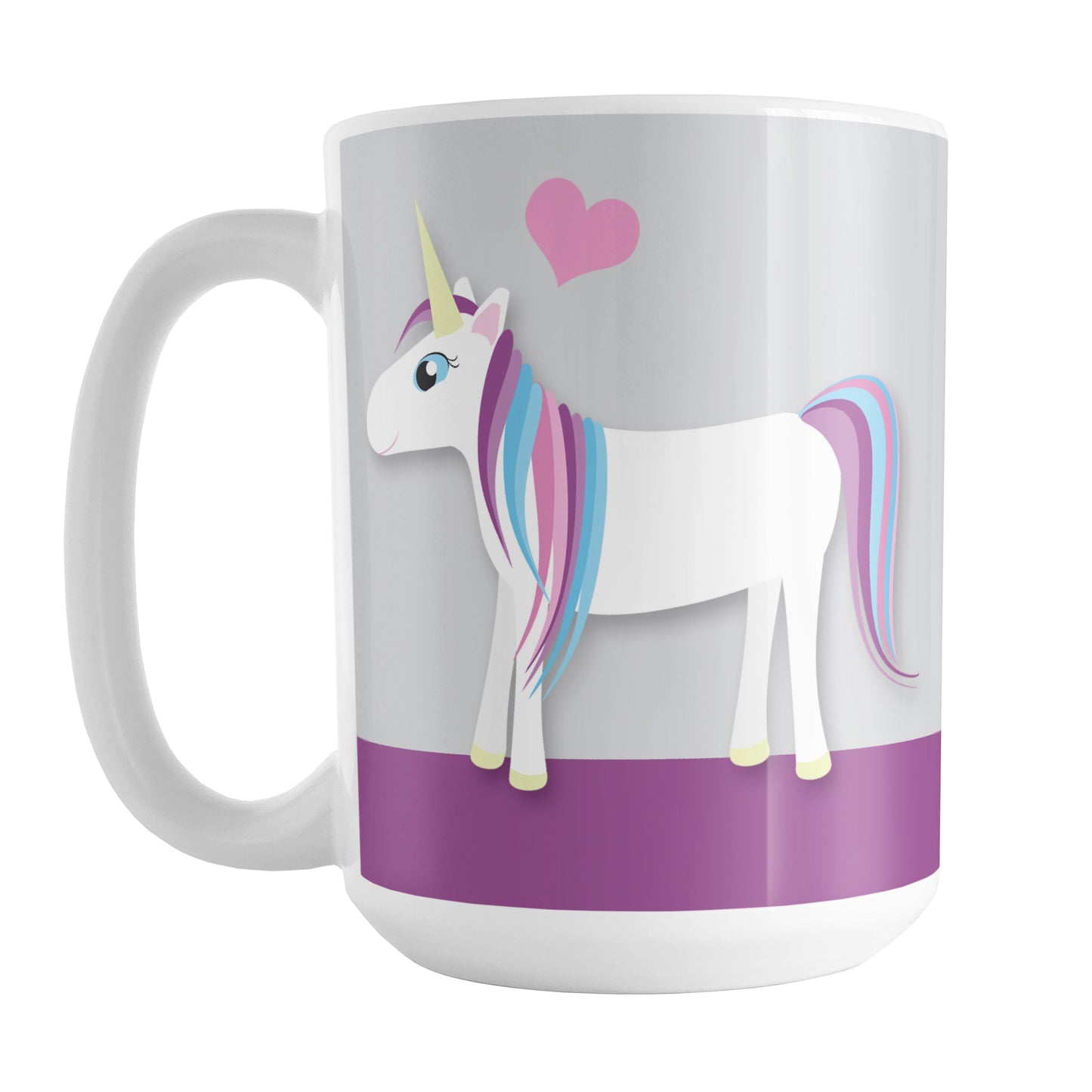 Happy Pink Heart Purple Unicorn Mug
