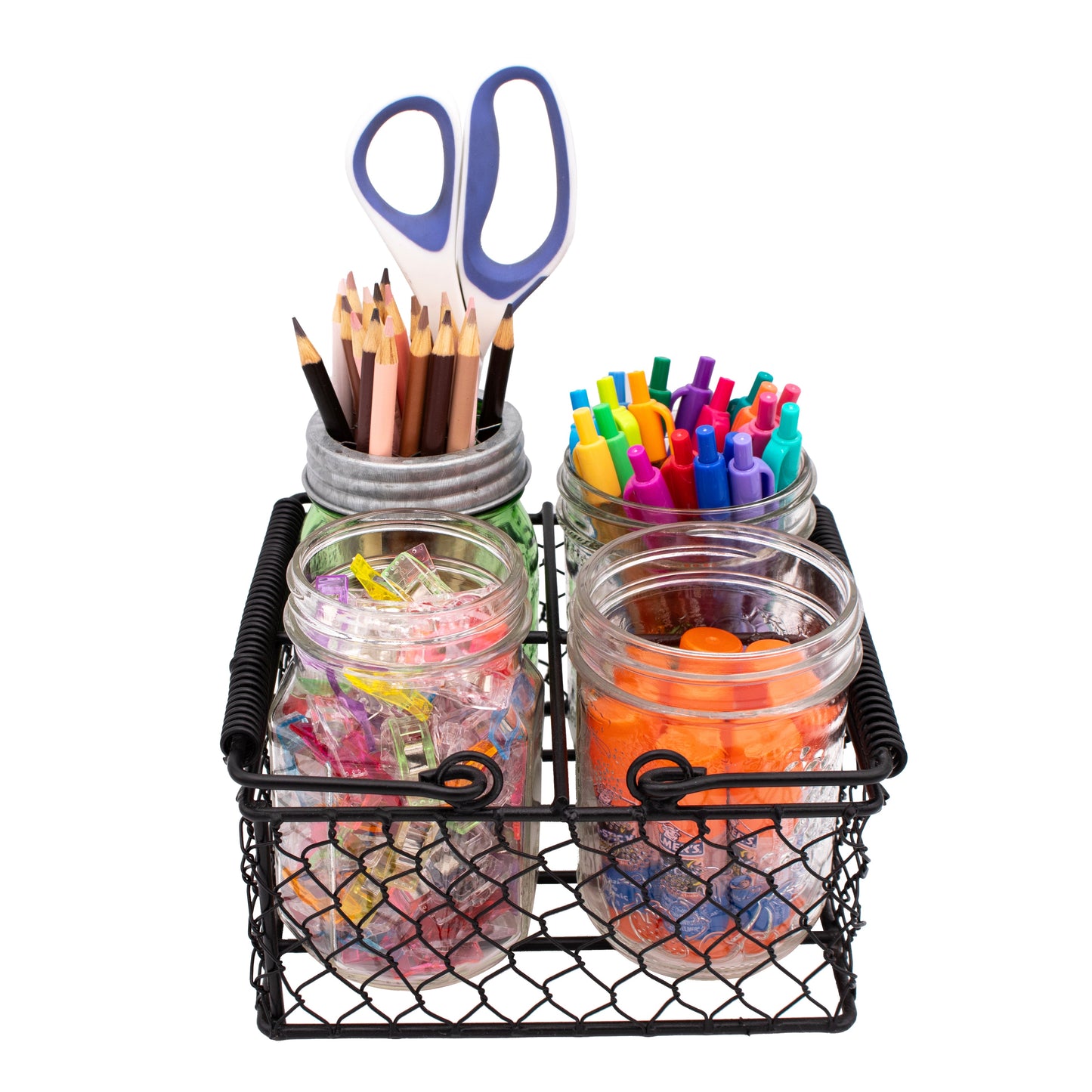 Chicken Wire Caddy for 4 Pint Mason Jars