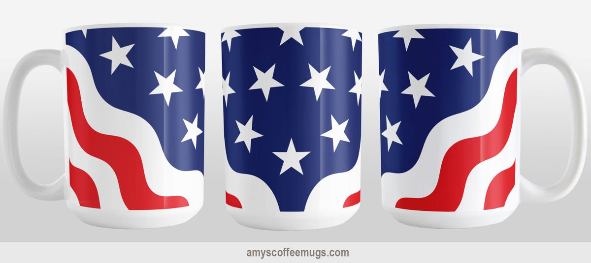 Patriotic Wavy Stars and Stripes Mug