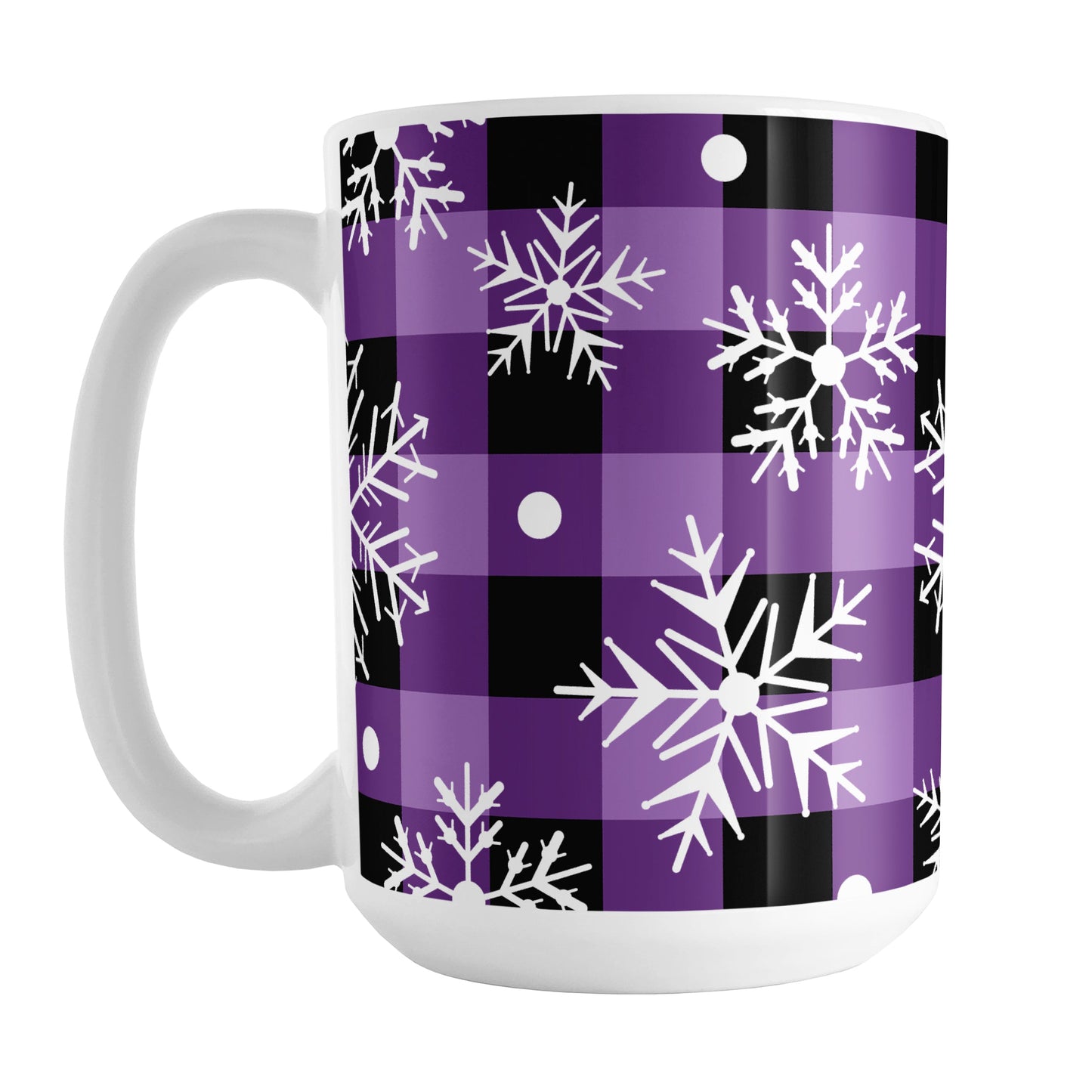 Purple and Black Buffalo Plaid Snowflake Mug