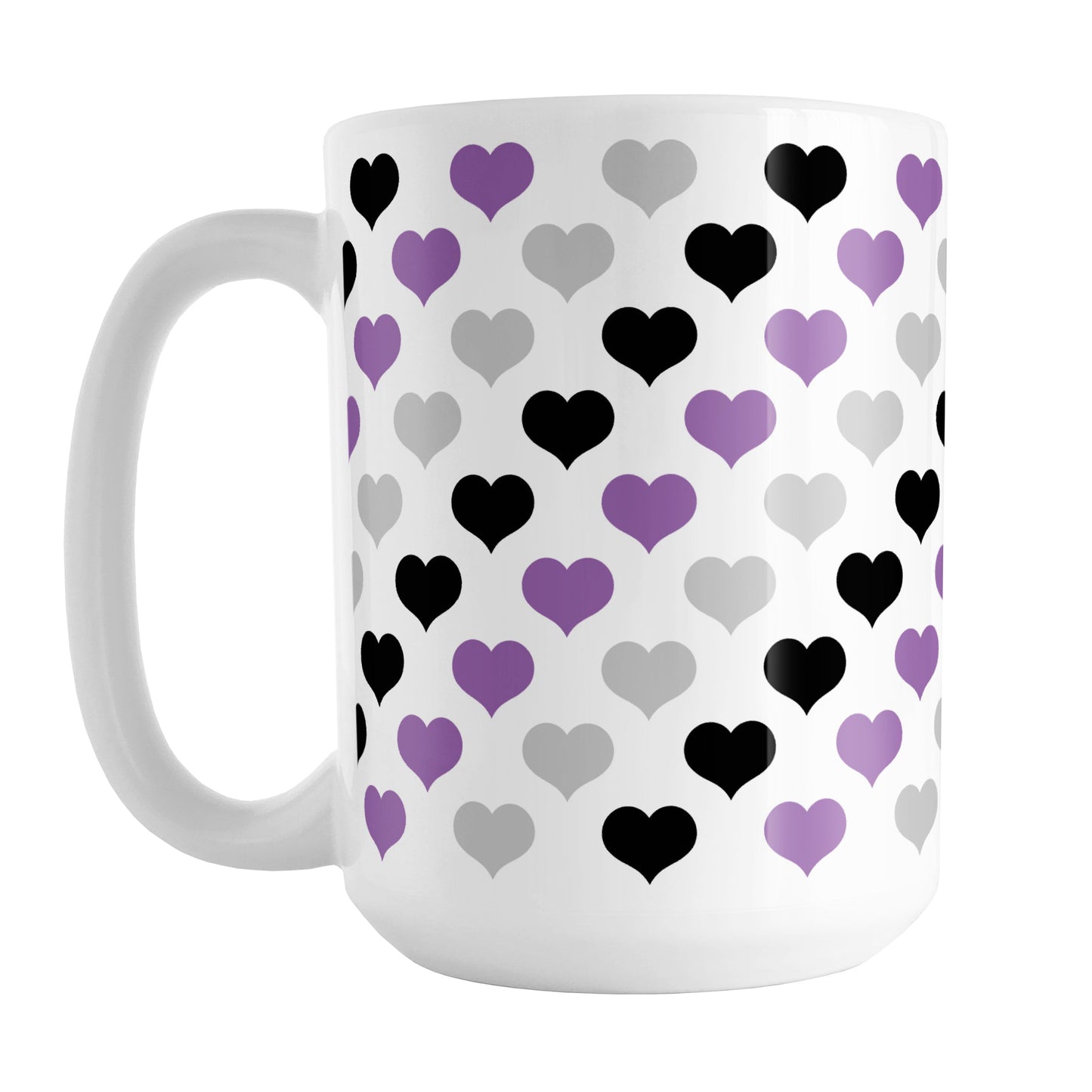 Purple Black Gray Hearts Pattern Mug