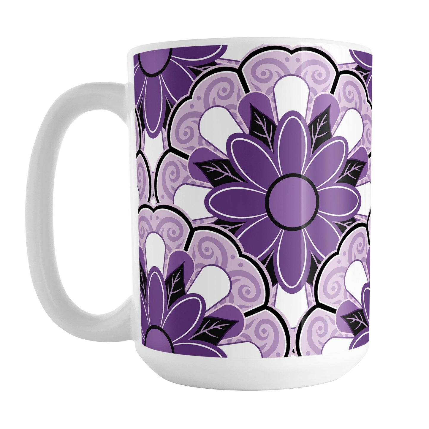 Purple Flower Tiles Pattern Mug