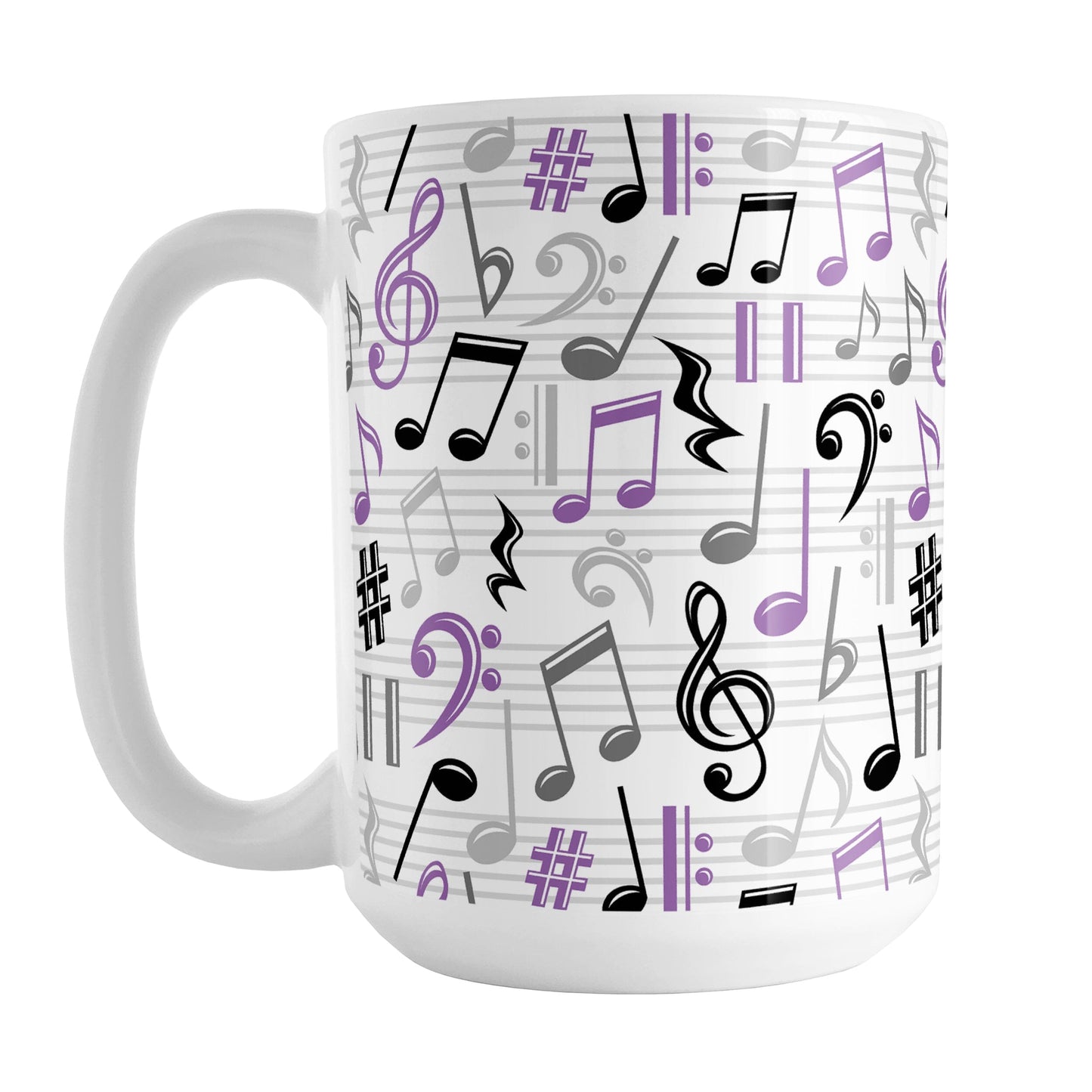 Purple Music Notes Pattern Mug