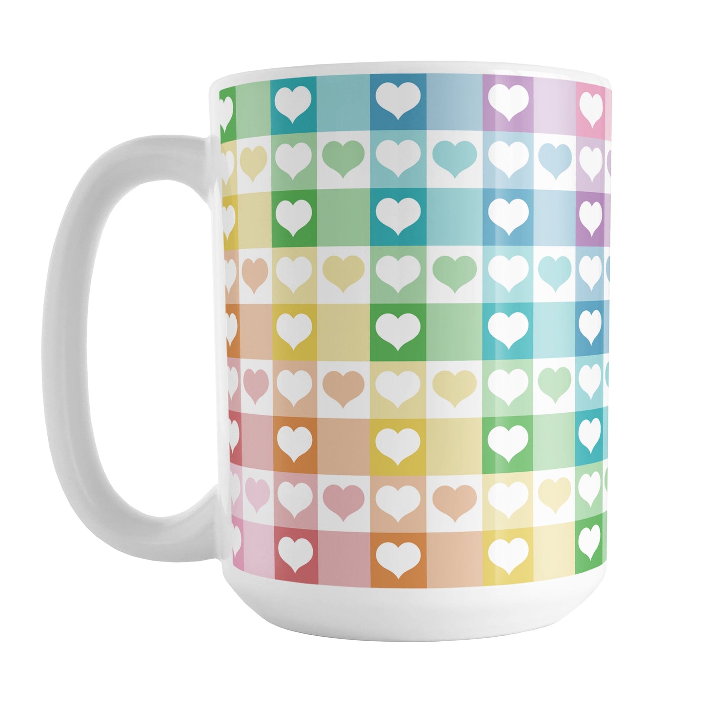 Rainbow Hearts Gingham - Cheerful Checks Mug