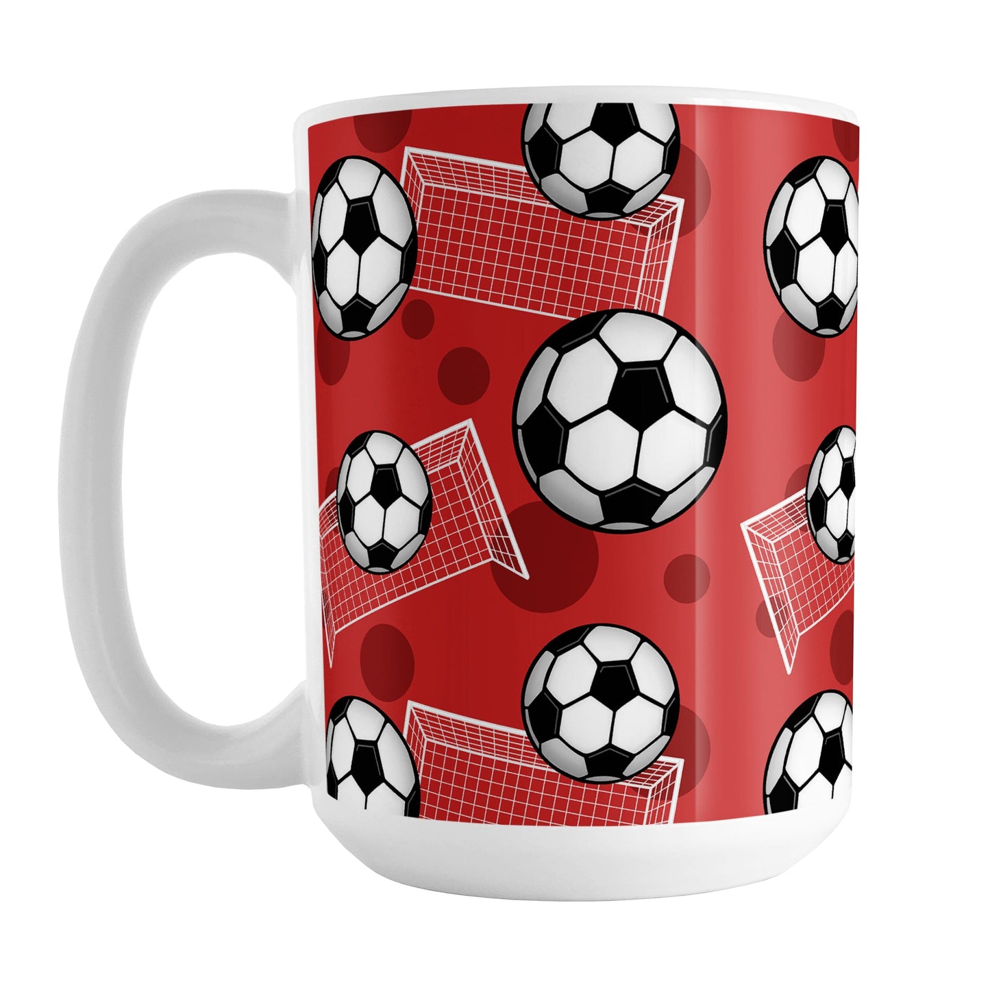 Soccer Ball and Goal Pattern Red Mug