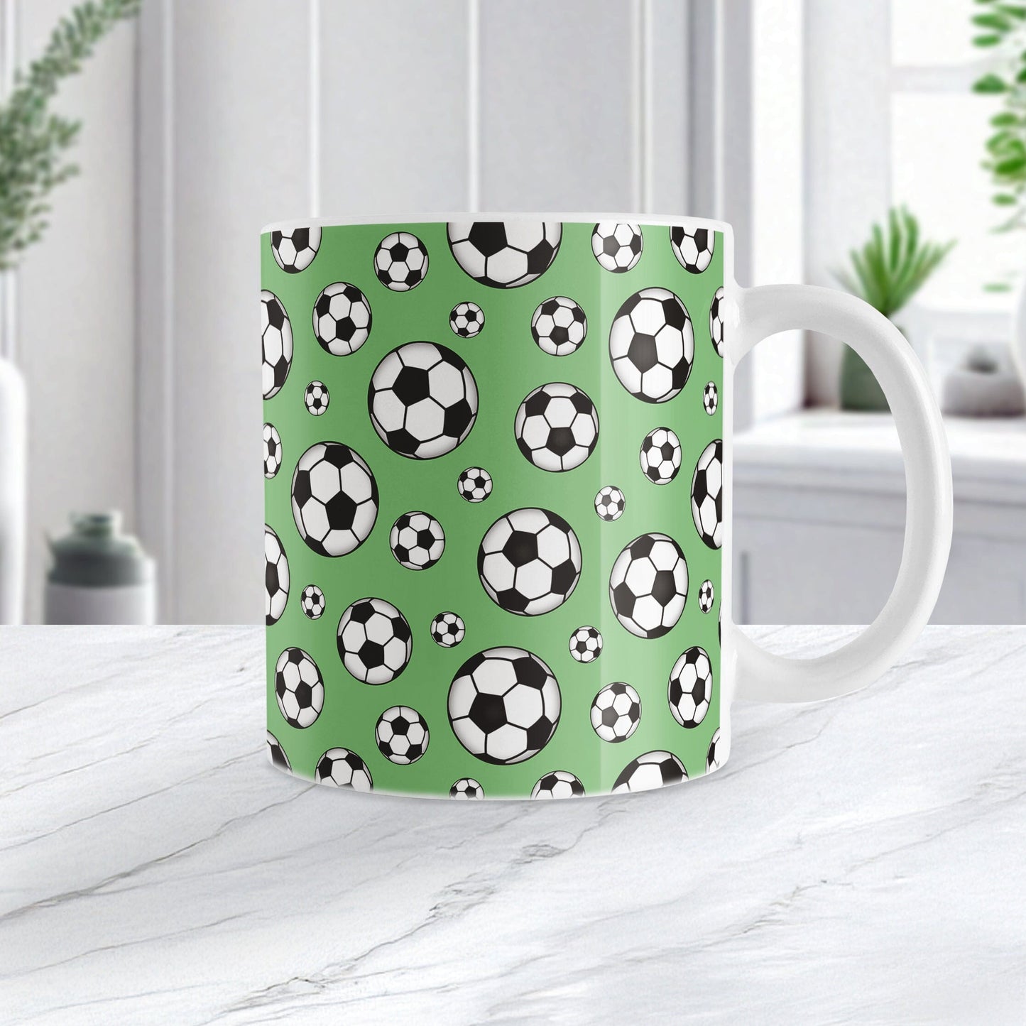 Soccer Balls on Green Mug