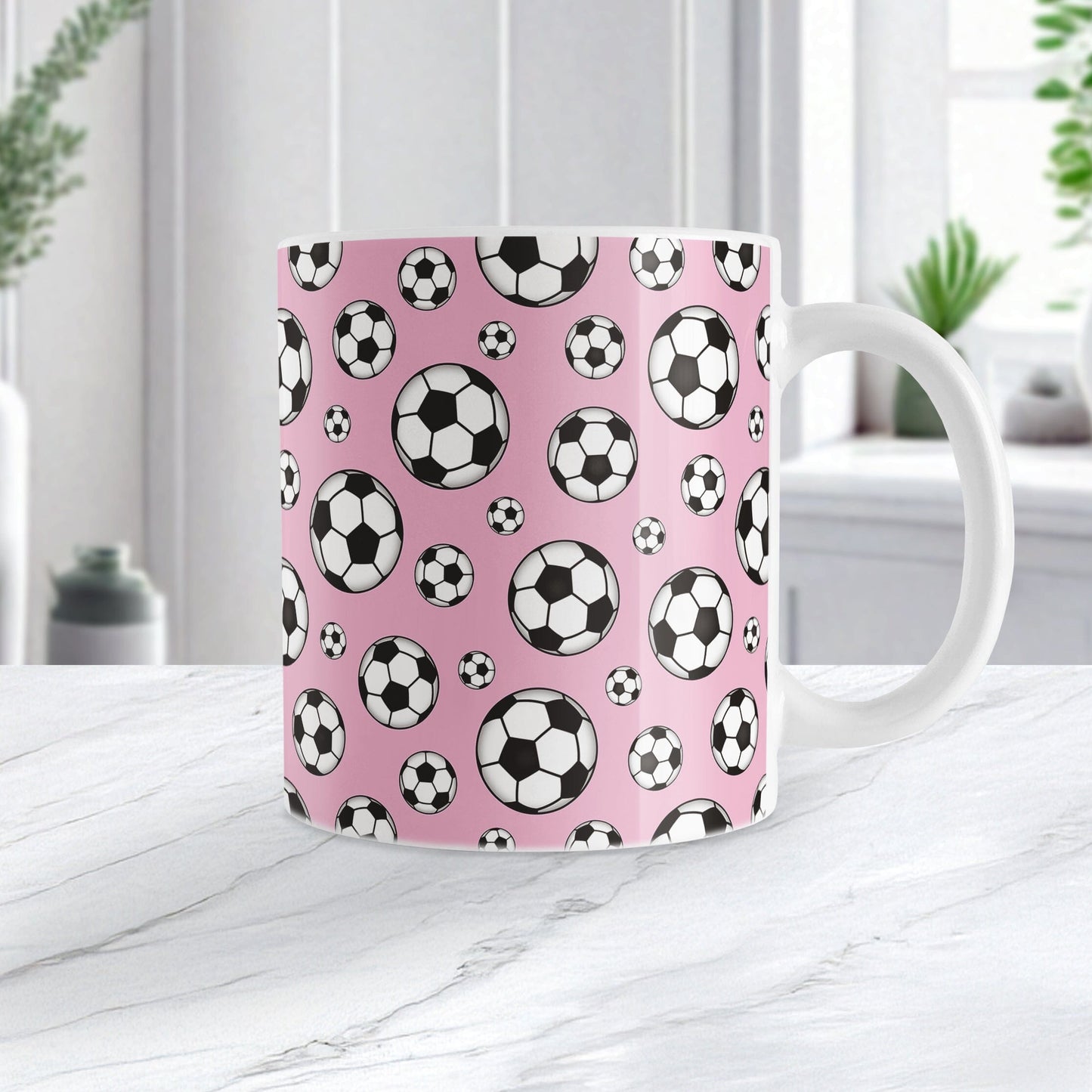 Soccer Balls on Pink Mug