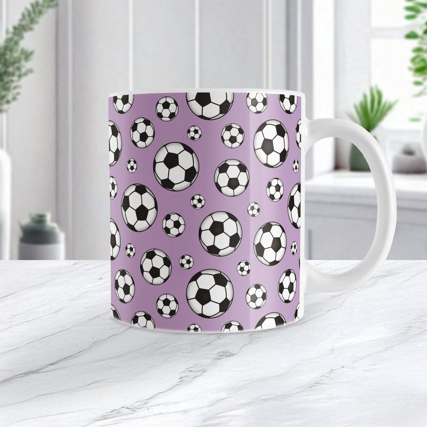 Soccer Balls on Purple Mug
