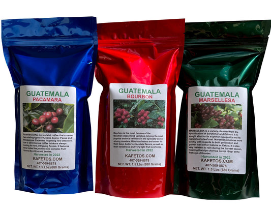 Bourbon, Pacamara and Marsellesa - Guatemala Best Varieties Arabica Green Coffee Beans box - 4.5 lbs.