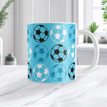 Alternating Blue Soccer Balls Mug