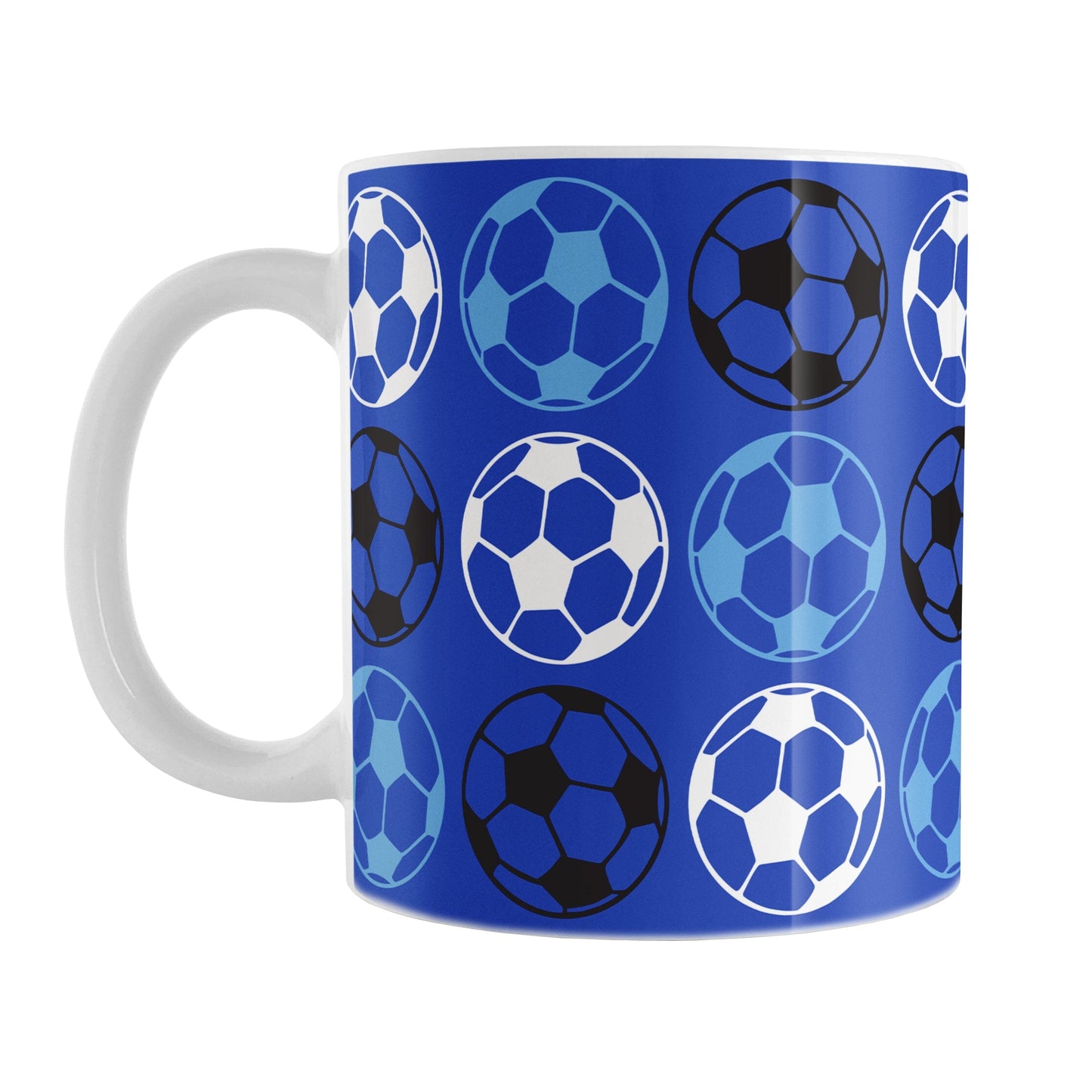 Alternating Dark Blue Soccer Balls Mug