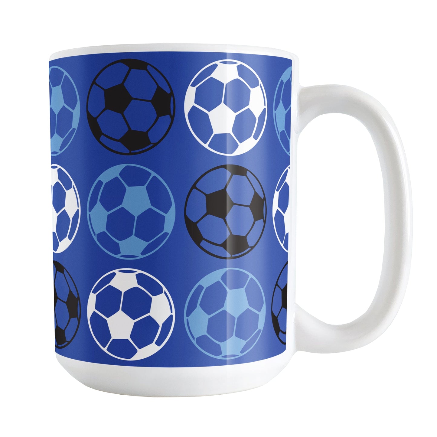 Alternating Dark Blue Soccer Balls Mug
