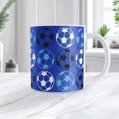 Alternating Dark Blue Soccer Balls Mug