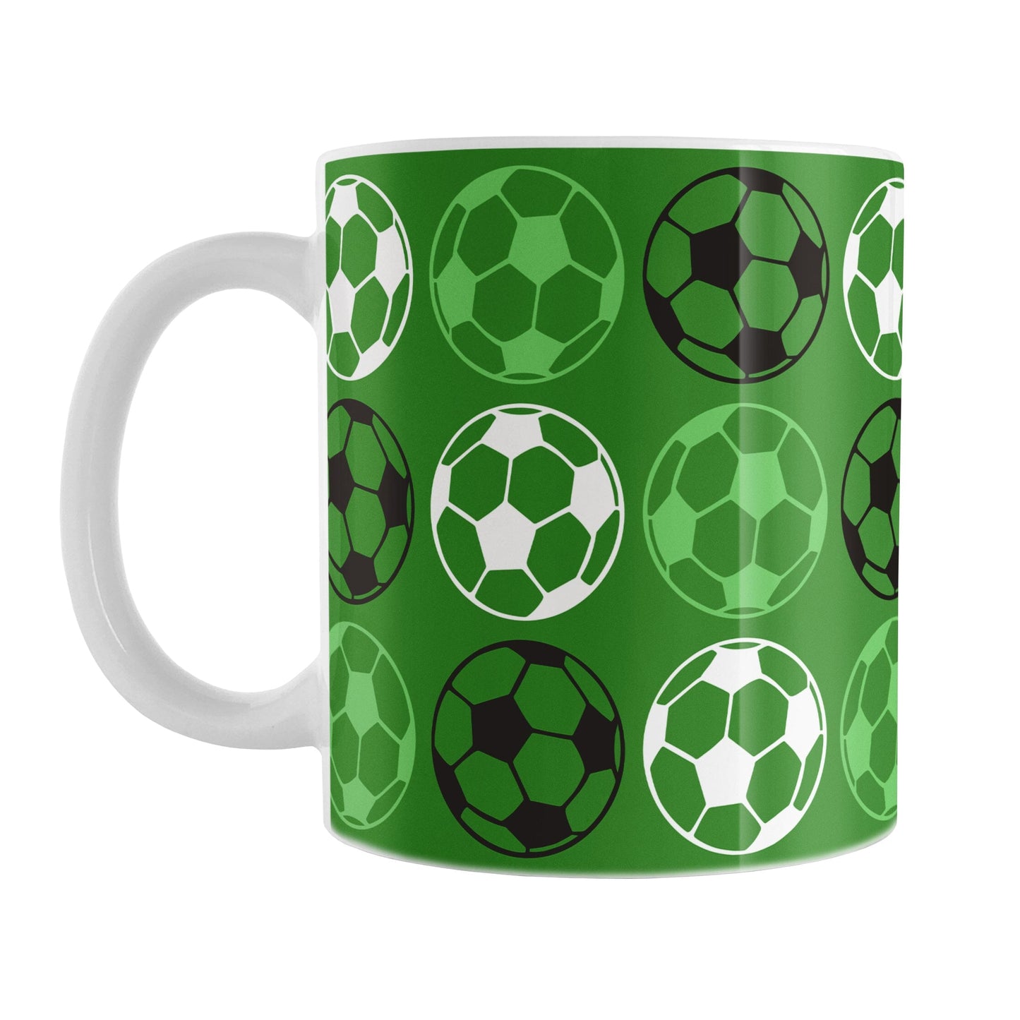 Alternating Dark Green Soccer Balls Mug
