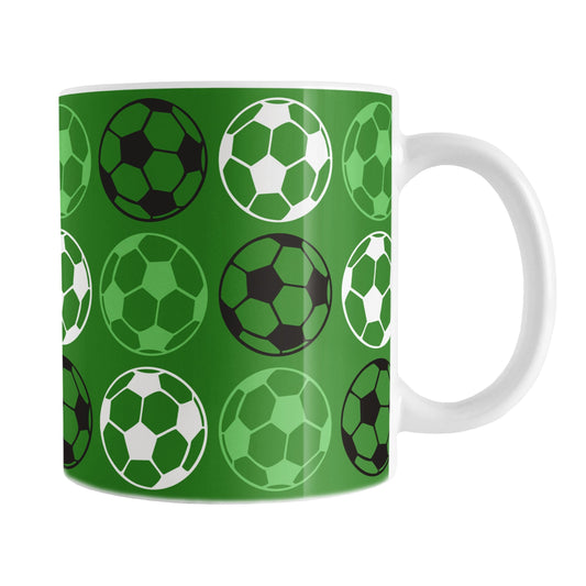Alternating Dark Green Soccer Balls Mug
