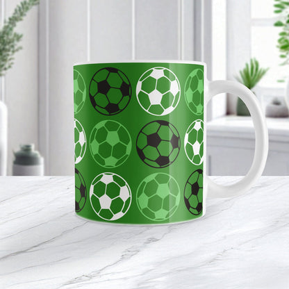 Alternating Dark Green Soccer Balls Mug