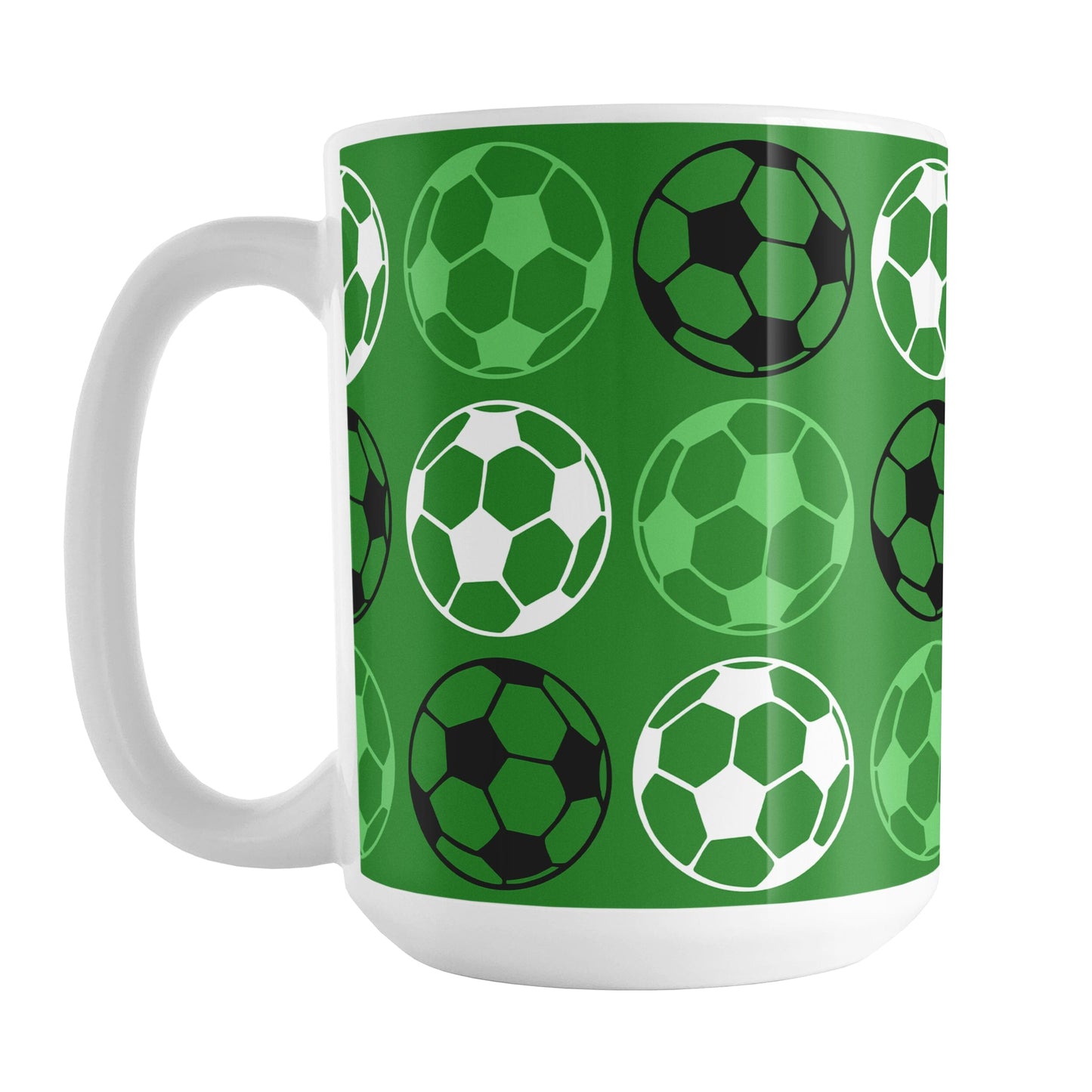 Alternating Dark Green Soccer Balls Mug