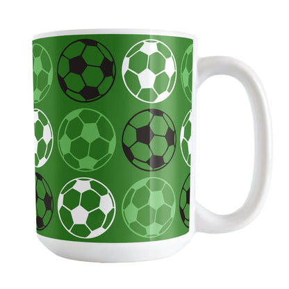 Alternating Dark Green Soccer Balls Mug