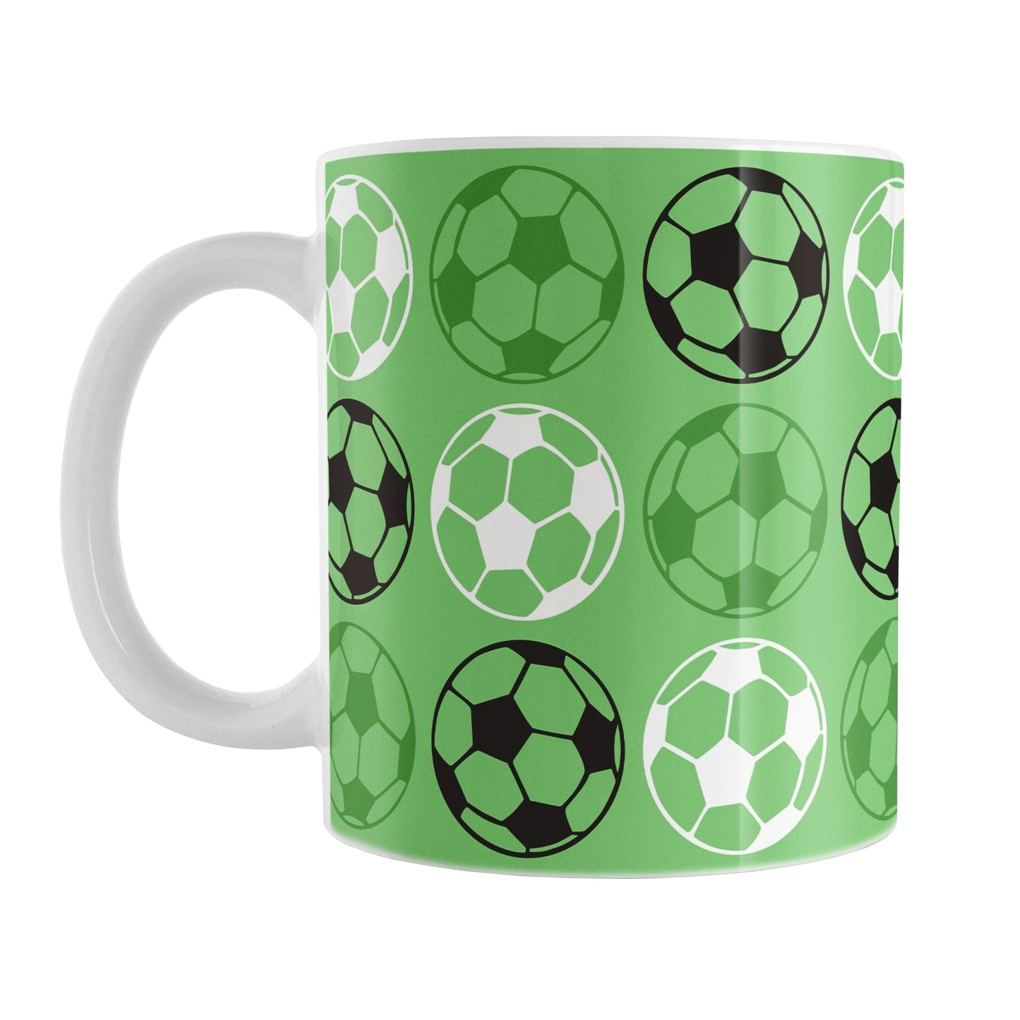 Alternating Green Soccer Balls Mug