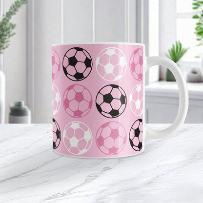 Alternating Pink Soccer Balls Mug