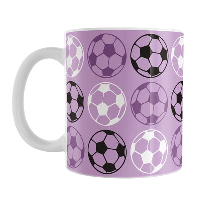 Alternating Purple Soccer Balls Mug