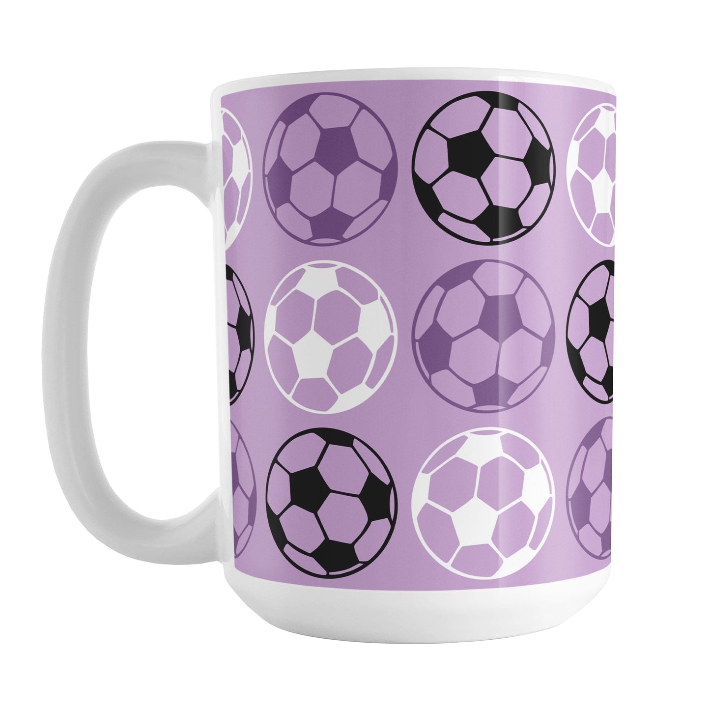 Alternating Purple Soccer Balls Mug