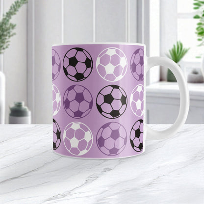 Alternating Purple Soccer Balls Mug