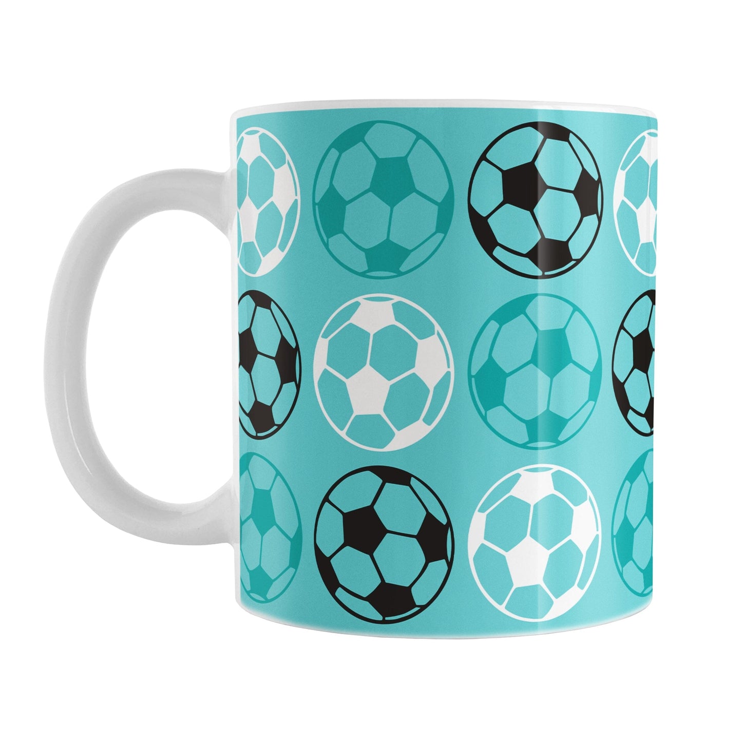 Alternating Teal Soccer Balls Mug