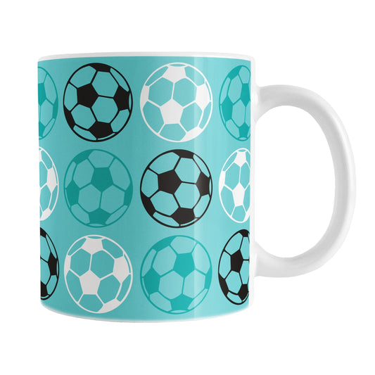 Alternating Teal Soccer Balls Mug