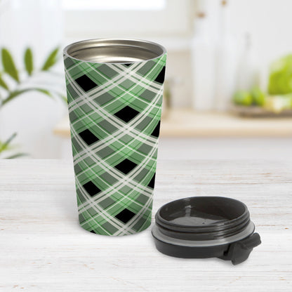 Alternative Green Plaid Travel Mug