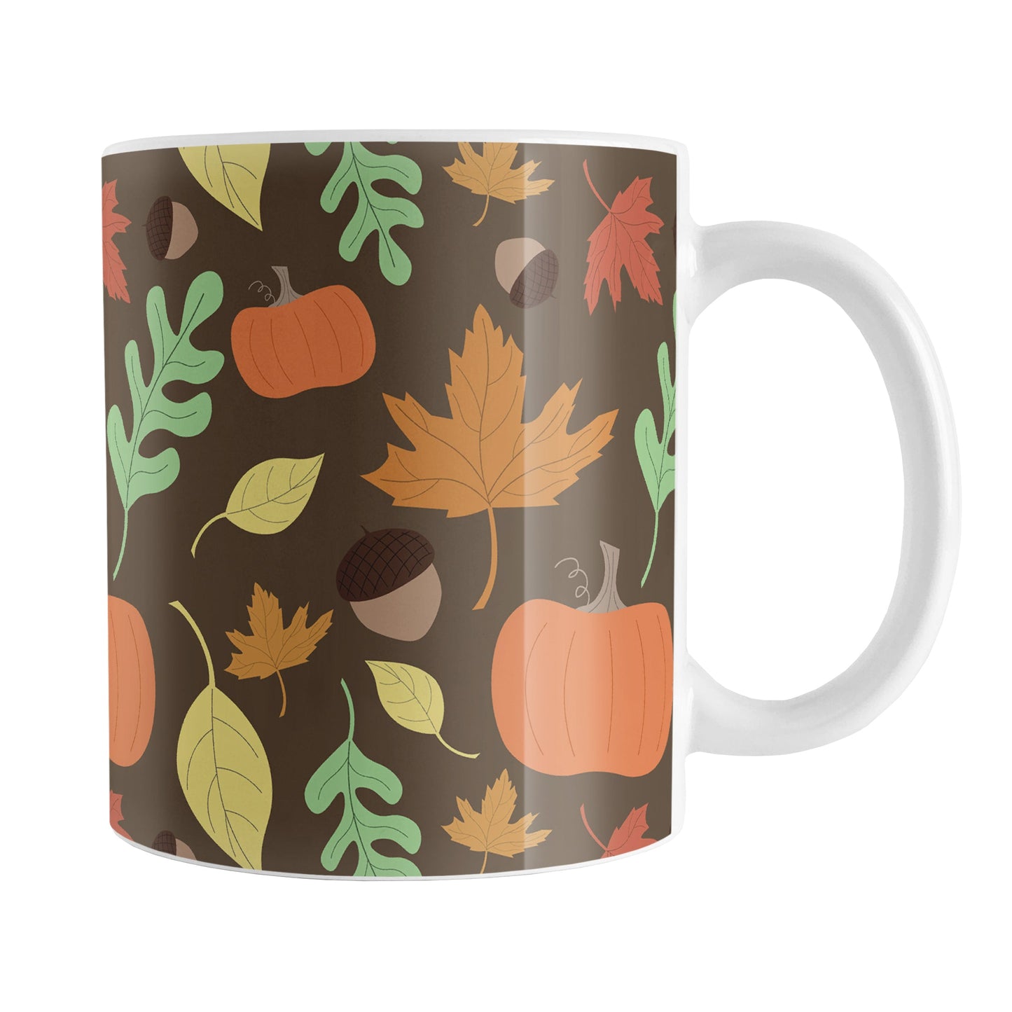 Autumn Pumpkins and Leaves Pattern Fall Mug