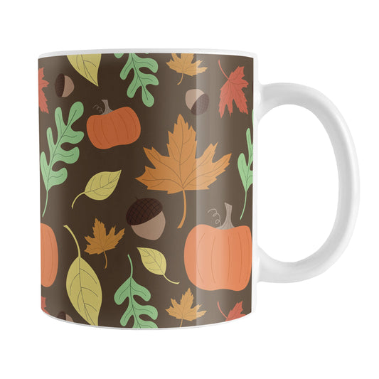 Autumn Pumpkins and Leaves Pattern Fall Mug