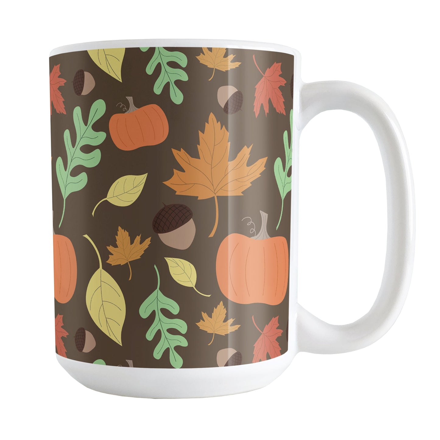 Autumn Pumpkins and Leaves Pattern Fall Mug