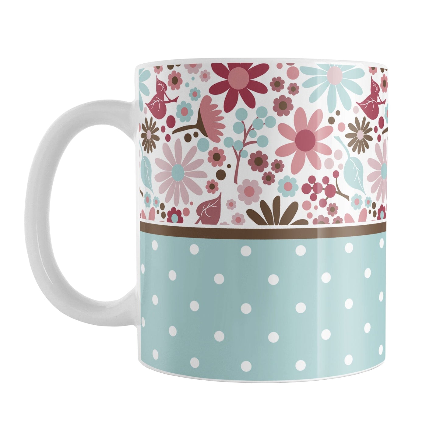 Berry Blue Summer Flowers Polka Dot Mug