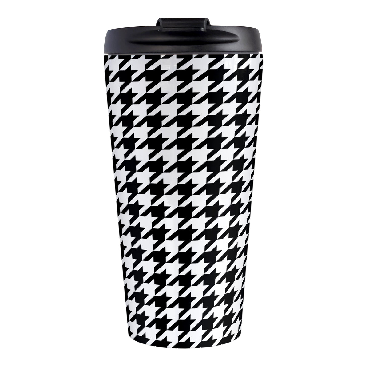 Black and White Houndstooth Travel Mug