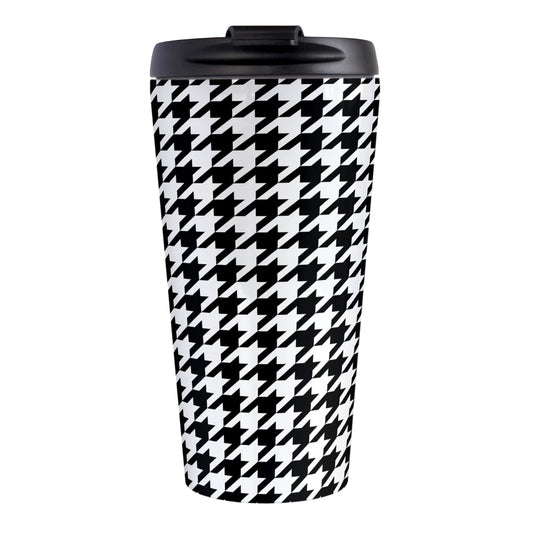 Black and White Houndstooth Travel Mug