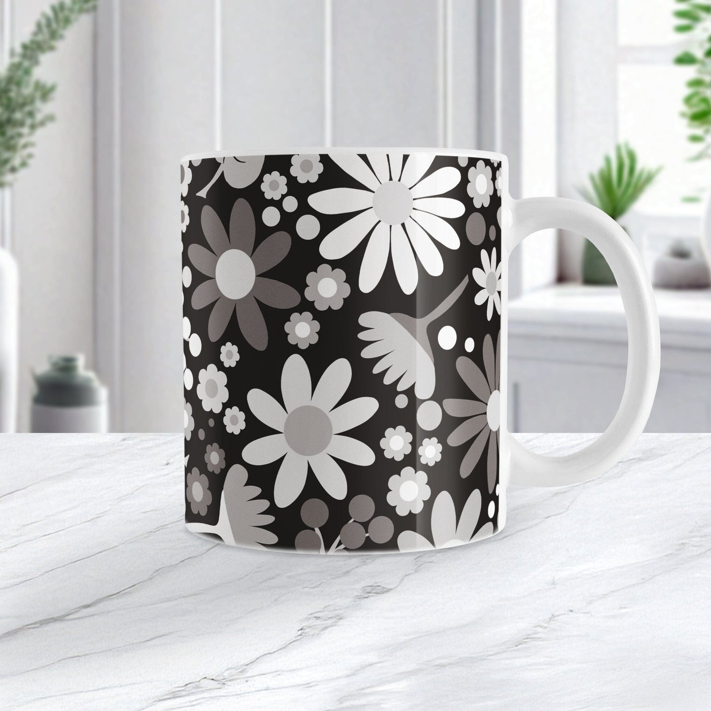 Black and White Wildflowers Mug