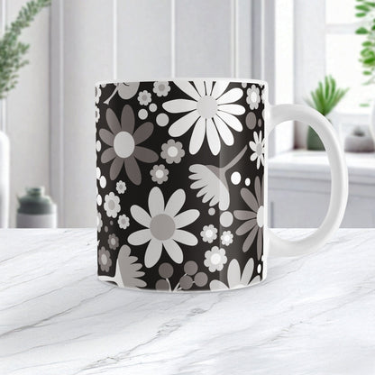 Black and White Wildflowers Mug
