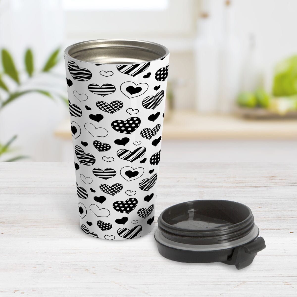 Black Heart Doodles Travel Mug