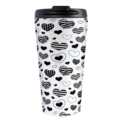 Black Heart Doodles Travel Mug