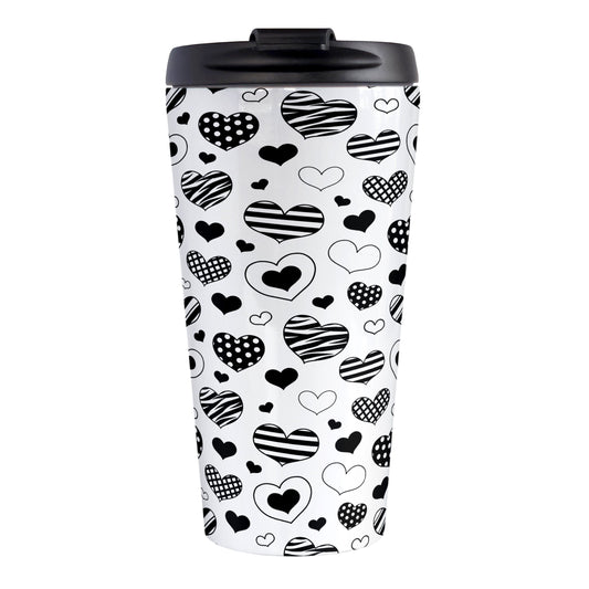 Black Heart Doodles Travel Mug