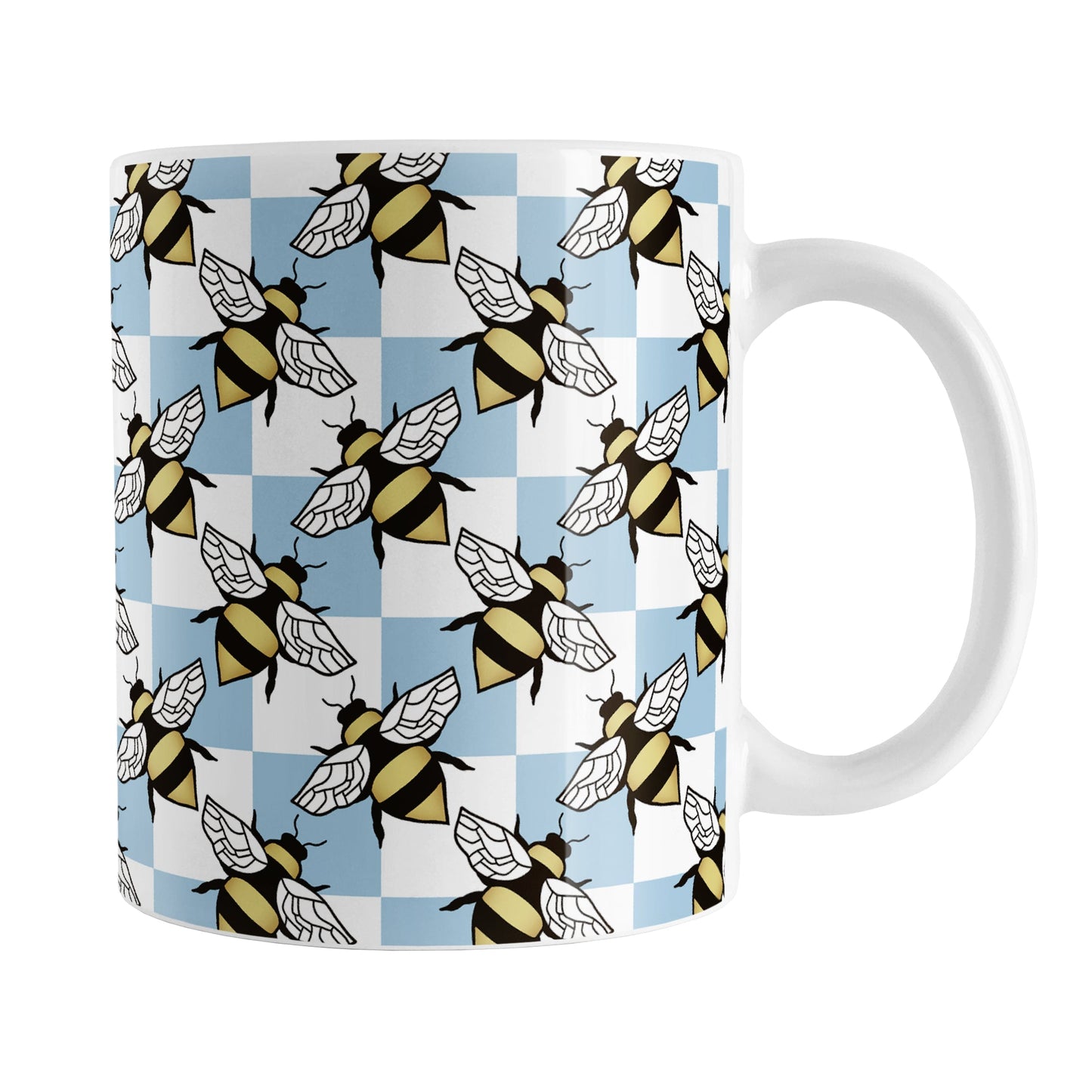Blue Checkered Bee Mug