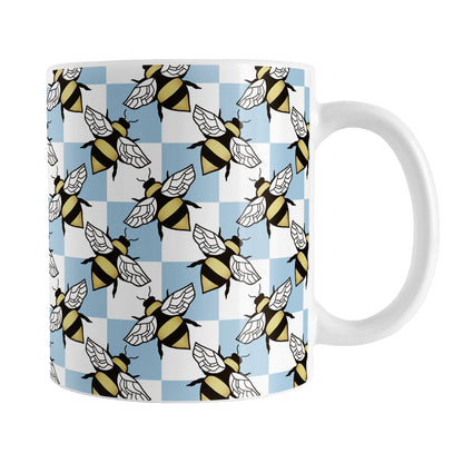 Blue Checkered Bee Mug