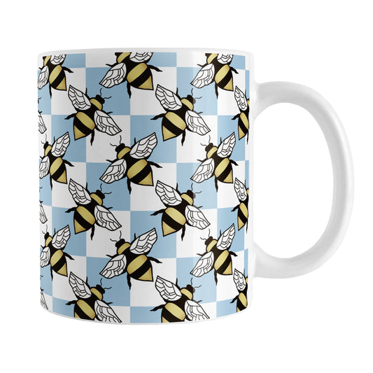 Blue Checkered Bee Mug