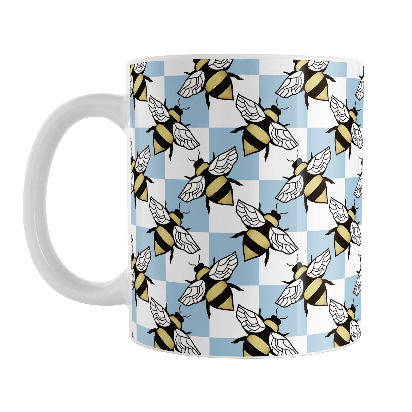 Blue Checkered Bee Mug