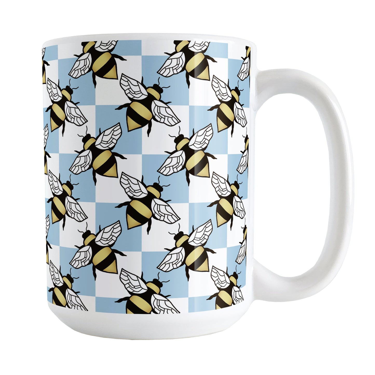Blue Checkered Bee Mug